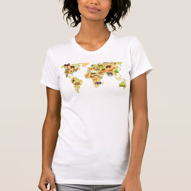 World Map of Animals T-Shirt (Front)