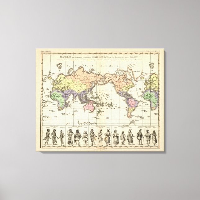 World Map of Clothing Styles Canvas Print (Front)