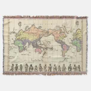 World Map of Clothing Styles Throw Blanket