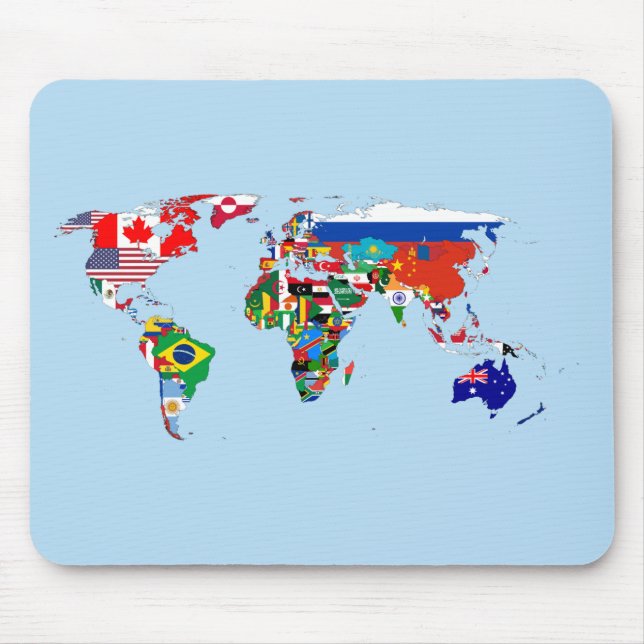 World Map of Flags Mousepad (Front)