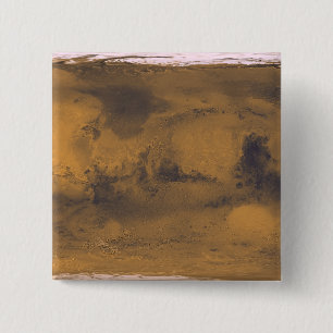 World Map of Mars Red Planet by Satellite  15 Cm Square Badge
