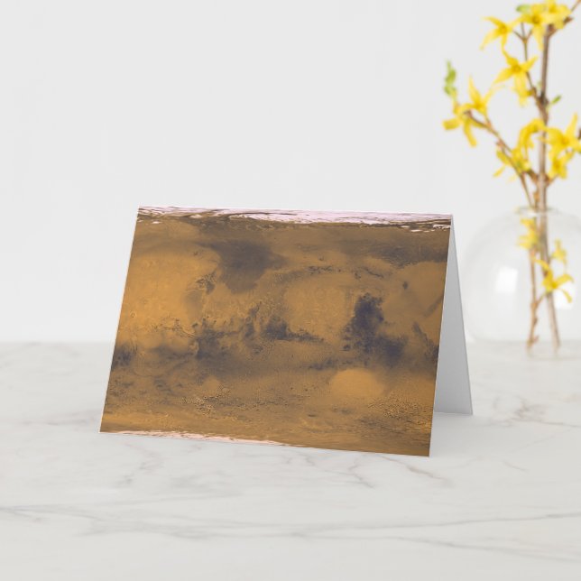 World Map of Mars Red Planet by Satellite  Card (Yellow Flower)