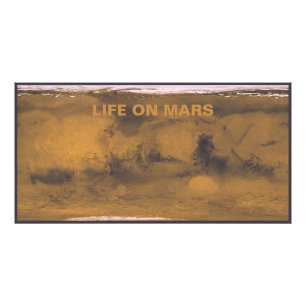 World Map of Mars Red Planet by Satellite  Photo Print