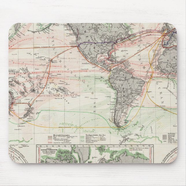 World Map of Ocean Currents Mouse Mat (Front)