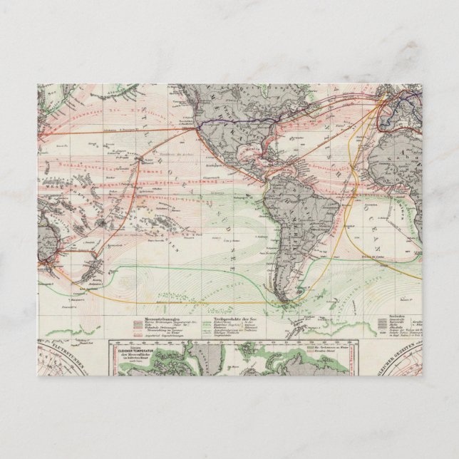 World Map of Ocean Currents Postcard (Front)