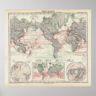 World Map of Ocean Currents Poster