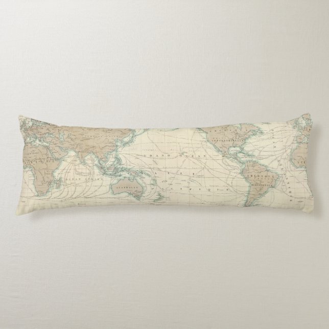 World Map of the Shipping Canals Body Cushion (Front)