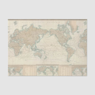 World Map of the Shipping Canals Tissue Paper