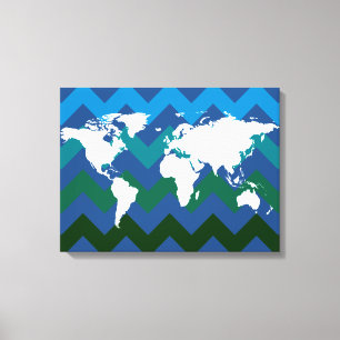World-map on Chevron Canvas Print