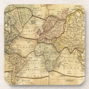 World map on Mercators Projection Coaster