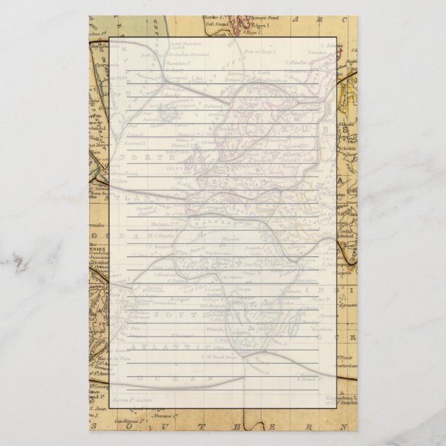 World map on Mercators Projection Stationery (Front)