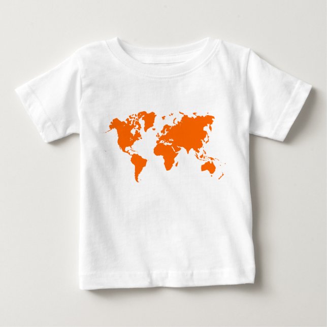 World Map - Orange Baby T-Shirt (Front)