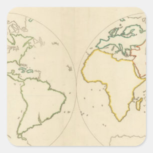 World Map Outline 2 Square Sticker