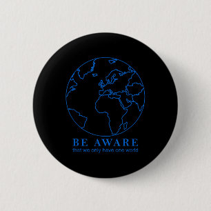 World Map Outline Environmental Protection Nature 6 Cm Round Badge