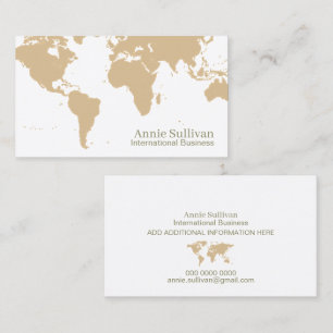 World Map Oversized International Business White Business Card