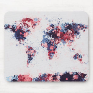 World Map Paint Splashes Mouse Mat