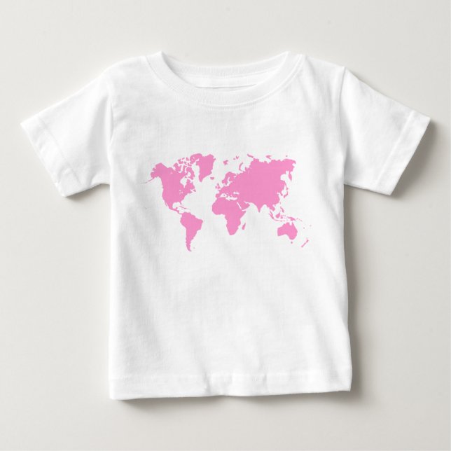 World Map - Pink Baby T-Shirt (Front)