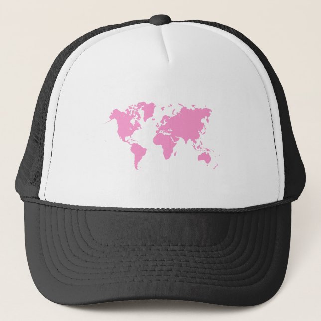 World Map - Pink Trucker Hat (Front)