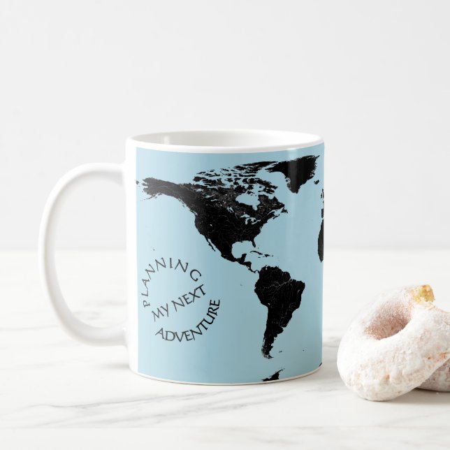 World Map - Planning My Next Adventure - Custom Coffee Mug (With Donut)