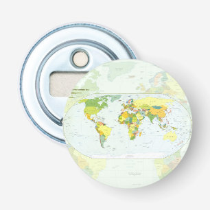 World Map Political Atlas Poster: Modern Decor Bottle Opener
