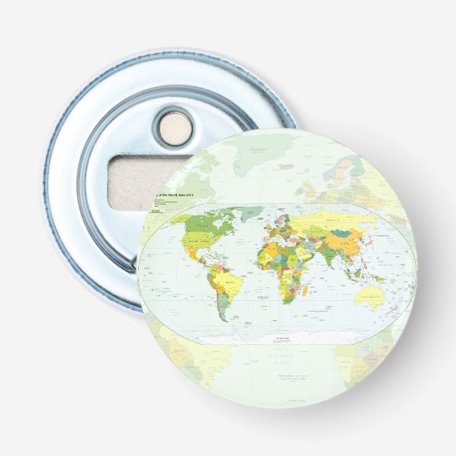 World Map Political Atlas Poster: Modern Decor Bottle Opener (Front)