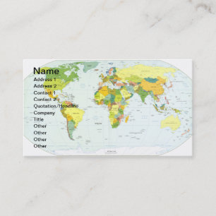 World Map Political Atlas Poster: Modern Decor Business Card
