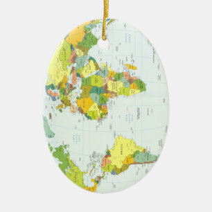 World Map Political Atlas Poster: Modern Decor Ceramic Tree Decoration
