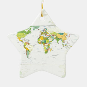 World Map Political Atlas Poster: Modern Decor Ceramic Tree Decoration