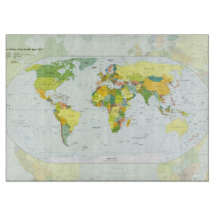 World Map Political Atlas Poster: Modern Decor Cutting Board