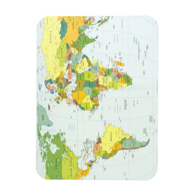 World Map Political Atlas Poster: Modern Decor Magnet (Vertical)