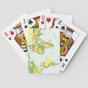 World Map Political Atlas Poster: Modern Decor Playing Cards