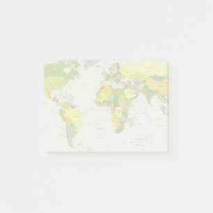 World Map Political Atlas Poster: Modern Decor Post-it Notes