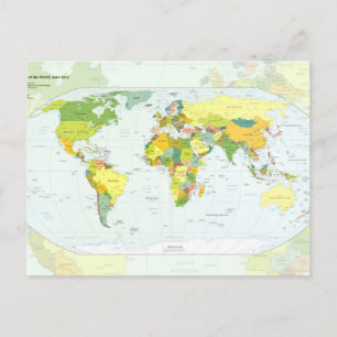 World Map Political Atlas Poster: Modern Decor Postcard