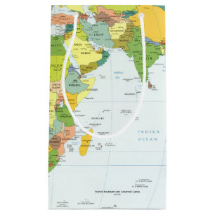 World Map Political Atlas Poster: Modern Decor Small Gift Bag