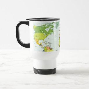World Map Political Atlas Poster: Modern Decor Travel Mug