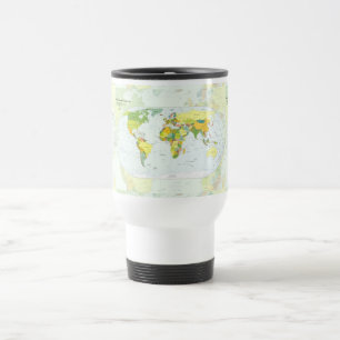 World Map Political Atlas Poster: Modern Decor Travel Mug