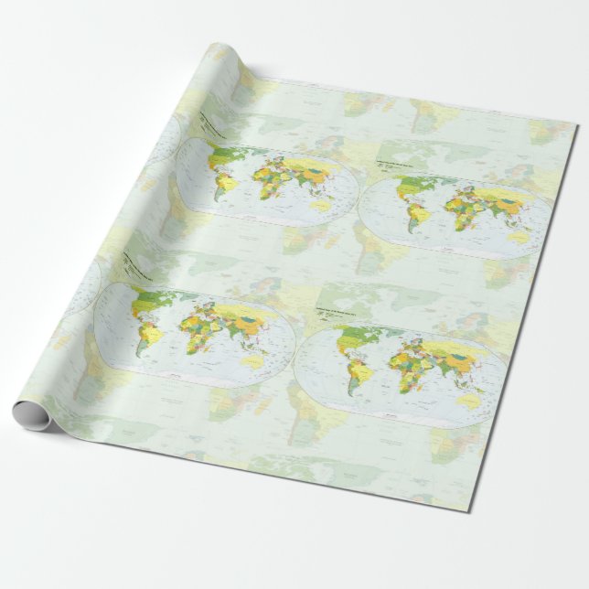 World Map Political Atlas Poster: Modern Decor Wrapping Paper (Unrolled)