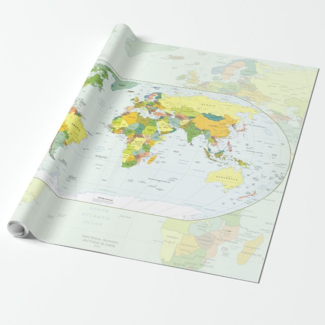 World Map Political Atlas Poster: Modern Decor Wrapping Paper (Unrolled)