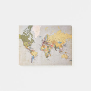 world map post-it notes