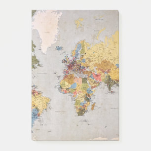 world map post-it notes