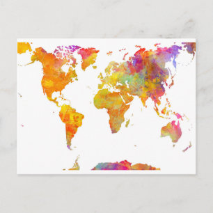 world map postcard