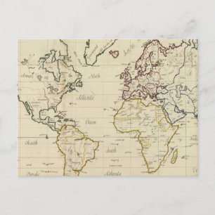 World map postcard