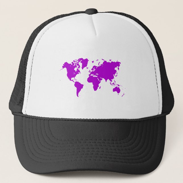 World Map - Purple Trucker Hat (Front)