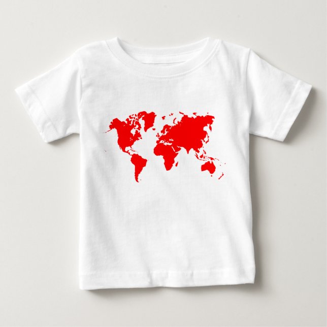 World Map - Red Baby T-Shirt (Front)