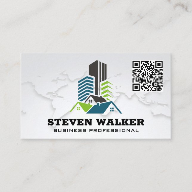World Map | Residential Commercial Property Business Card (Front)