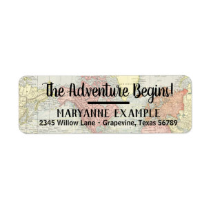 World Map Return Address Labels