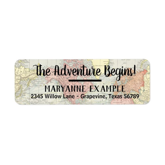 World Map Return Address Labels (Front)