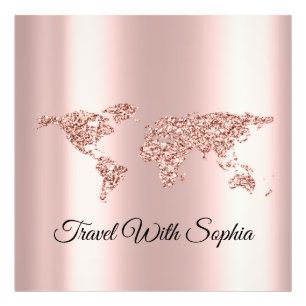 World Map Rose Travel Wedding Travel Logo Photo Print