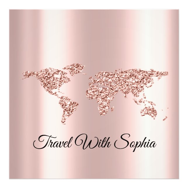 World Map Rose Travel Wedding Travel Logo Photo Print (Front)
