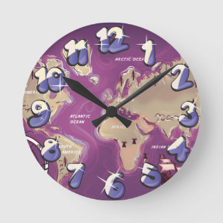 World Map Round Clock